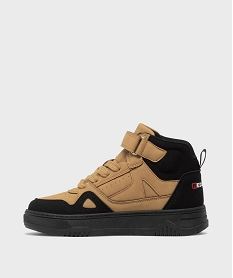 baskets montantes a lacets et scratch garcon - redskins brun basketsH149701_3