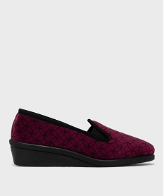 GEMO Chaussons confort en velours à motifs géométriques femme Rouge