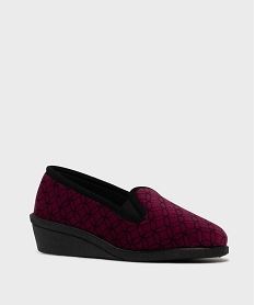 chaussons confort en velours a motifs geometriques femme rougeH151001_2