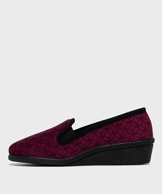chaussons confort en velours a motifs geometriques femme rougeH151001_3