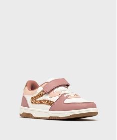 baskets basses multicolores a lacets elastiques et scratch fille - 5 miles rose standardH151401_2