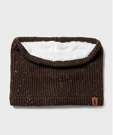 GEMO Echarpe tour de cou en maille chinée doublée sherpa garçon marron fonce