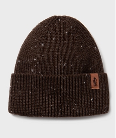 GEMO Bonnet en maille chinée garçon marron fonce