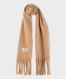 GEMO Echarpe plaid unie avec longues franges fille Brun