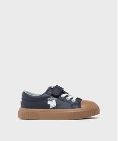 GEMO Baskets basses à lacets élastiques et scratch garçon Bleu