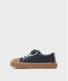 baskets basses a lacets elastiques et scratch garcon bleu basketsH159901_4