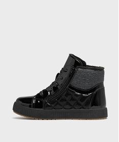 boots fourrees vernies avec lacets pailletees et matelassage fille noir standard basketsH163301_3