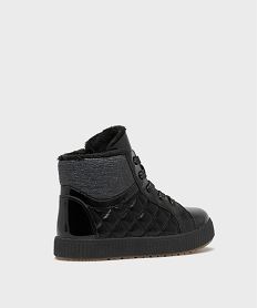 boots fourrees vernies avec lacets pailletees et matelassage fille noir standard basketsH163301_4