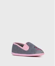chaussons pantoufles en velours brodes licorne fille gris standardH165901_2