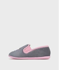 chaussons pantoufles en velours brodes licorne fille gris standardH165901_3