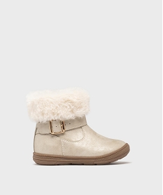 GEMO Boots fourrées à col duveteux et zip bébé fille blanc standard