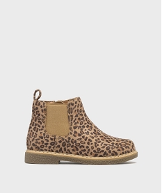 GEMO Boots Chelsea zippées à imprimé léopard fille Brun