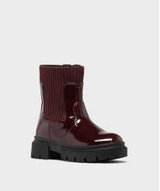 boots vernis a col chaussette fille rougeH169501_2