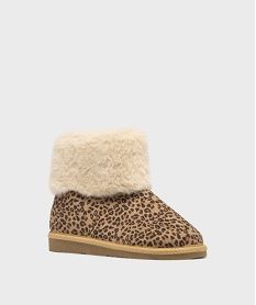 boots fourrees a motif leopard fille brunH170601_2