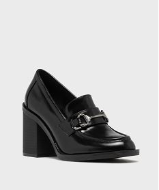 mocassins a talon bloc avec bijou metallique sur le dessus femme - 5 miles noir standardH173201_2