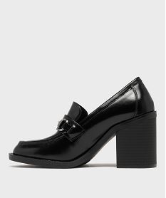 mocassins a talon bloc avec bijou metallique sur le dessus femme - 5 miles noir standardH173201_3