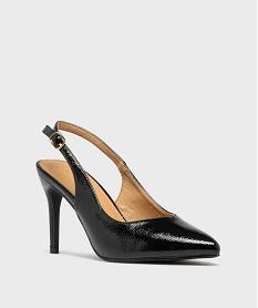 escarpins sling-back vernis a bout pointu et talon aiguille femme - valentina baldano noir standardH173901_2