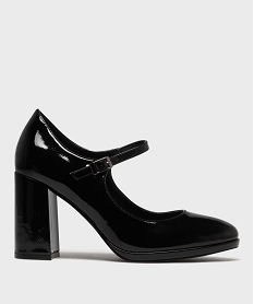 GEMO Escarpins vernis à brides avec talon bloc femme - Follow Me noir standard