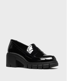 mocassins vernis sur semelle crantee et talon bloc femme - 5 miles noir standardH181901_2