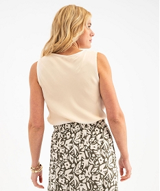 blouse sans manches en satin a col benitier femme beige blousesH196501_4