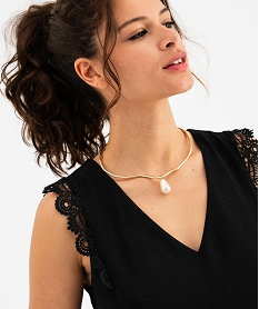 robe courte avec empiecements en dentelle sur les epaules femme noir standardH196701_2