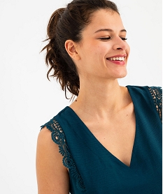robe courte avec empiecements en dentelle sur les epaules femme bleu standardH196801_2