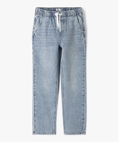 GEMO Jean loose avec ceinture élastique garçon blanc chine