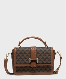 GEMO Sac à main compact imprimé à bandoulière amovible femme marron fonce