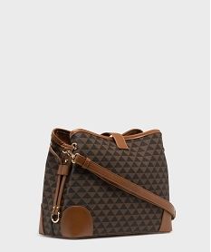 sac besace multicompartiment a bandouliere amovible femme marron fonce sacs a mainH199001_2
