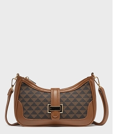 GEMO Sac à main compact forme banane à bandoulière amovibe femme marron fonce