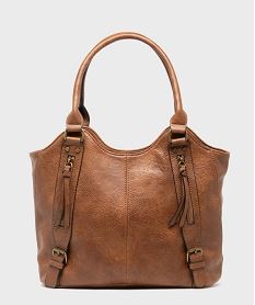 sac a main avec zips et details metalliques femme marron fonce sacs a mainH202501_4