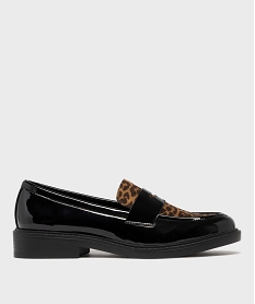 GEMO Mocassins vernis avec dessus à motif léopard femme - Follow Me noir standard