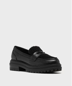 mocassins avec dessus maille bouclette et semelle crantee femme - 5 miles noir standard mocassinsH205801_2