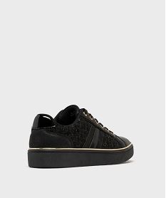 baskets basses a tige textile et details dores femme noirH207401_4