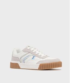 baskets basses a epaisse semelle et details irises femme blanc standardH207701_2