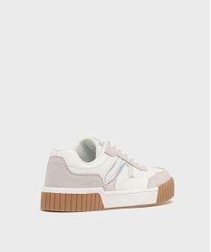 baskets basses a epaisse semelle et details irises femme blanc standardH207701_4