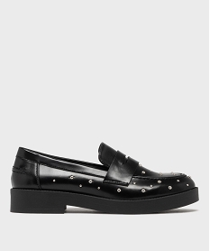 GEMO Mocassins avec clous métalliques sur semelle plateforme femme - Follow Me noir standard