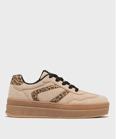 baskets a plateforme avec patchs fantaisie femme - 5 miles beige standardH208901_2
