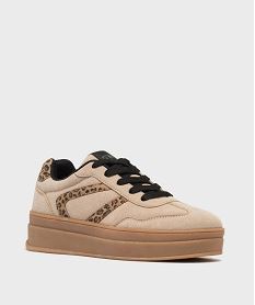 baskets a plateforme avec patchs fantaisie femme - 5 miles beige standardH208901_3