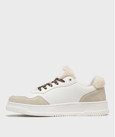 baskets avec empiecements leopard et fausse fourrure femme - 5 miles blanc standardH209301_3