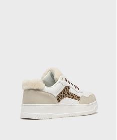 baskets avec empiecements leopard et fausse fourrure femme - 5 miles blanc standardH209301_4