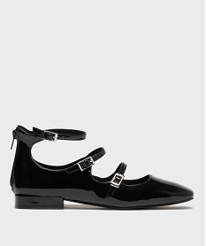 GEMO Ballerines vernies avec brides et zip au talon femme - Follow Me noir vif