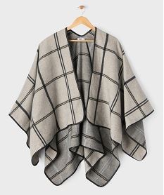 GEMO Echarpe poncho à carreaux femme Gris