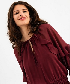 robe longue a volants en voile femme rougeH214701_2