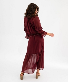 robe longue a volants en voile femme rougeH214701_3