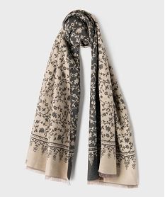 GEMO Echarpe à motifs fleuris femme Brun