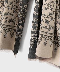 echarpe a motifs fleuris femme brunH216401_2