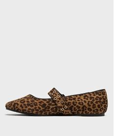 ballerines leopard avec bride a oeillets sur le dessus femme - follow me brun ballerinesH217201_3