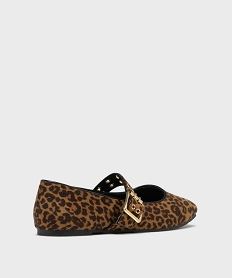 ballerines leopard avec bride a oeillets sur le dessus femme - follow me brun ballerinesH217201_4
