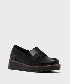 mocassins a epaisse semelle compensee et crantee et bout amande femme noir standard mocassinsH217401_2